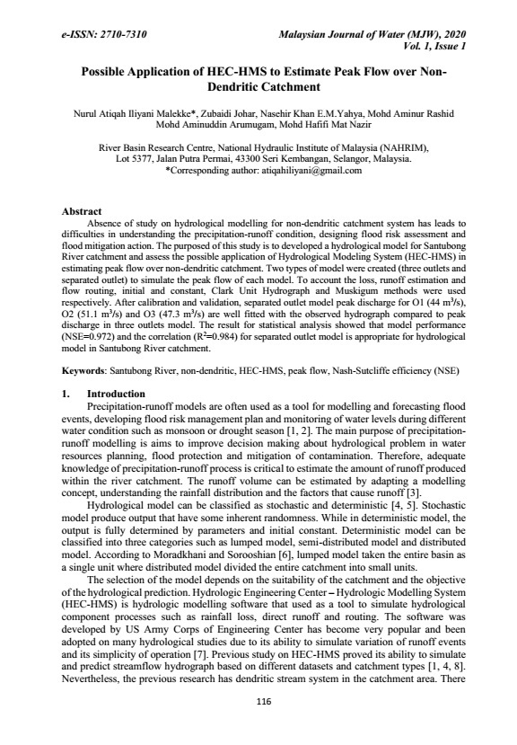 Thumbnail for Possible Application of HEC-HMS to Estimate Peak Flow over NonDendritic Catchment