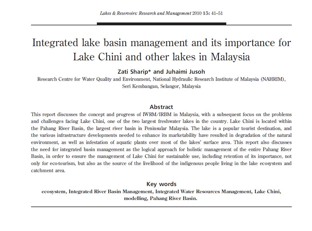 Thumbnail for Integrated lake basin management and its importance for Lake Chini and other lakes in Malaysia