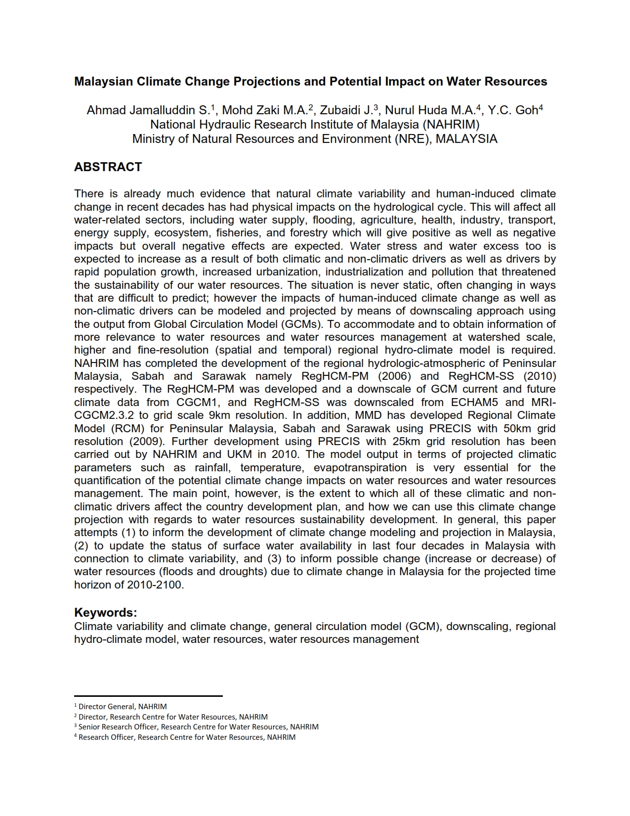 Thumbnail for Malaysian Climate Change Projections and Potential Impact on Water Resources
