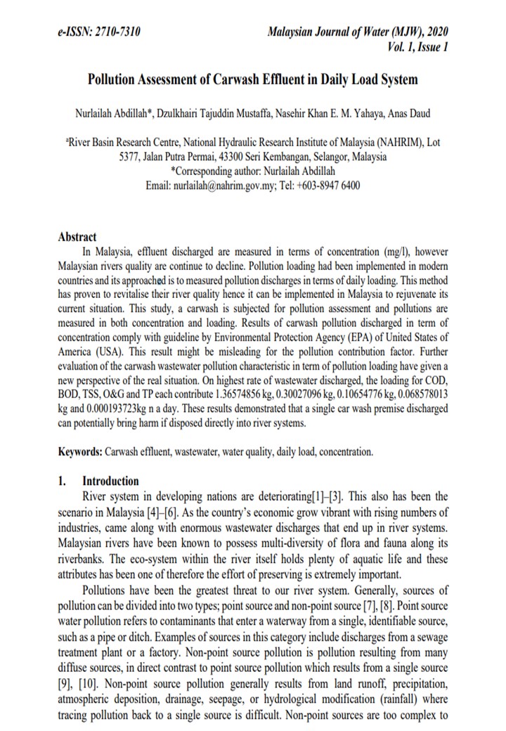 Thumbnail for Pollution Assessment of Carwash Effluent in Daily Load System