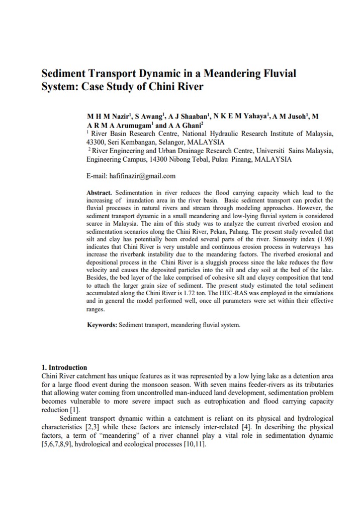 Thumbnail for Sediment Transport Dynamic in a Meandering Fluvial System: Case Study of Chini River 