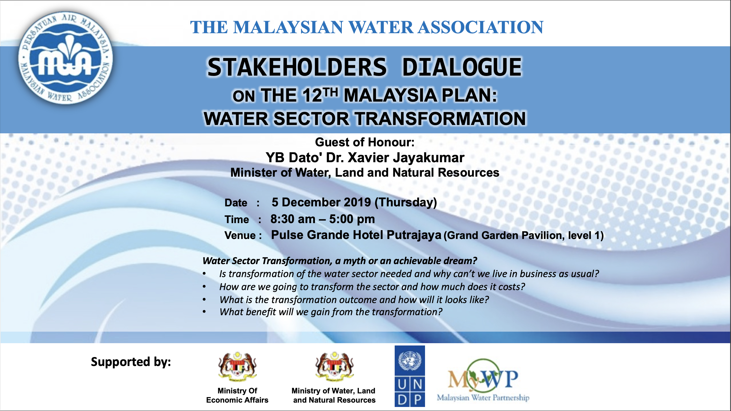 Thumbnail for EMERGENCE TECHNOLOGY FOR WATER RESOURCES AND SERVICES MANAGEMENT - STAKEHOLDERS DIALOGUE ON THE 12TH MALAYSIA PLAN, WATER SECTOR TRANSFORMATION