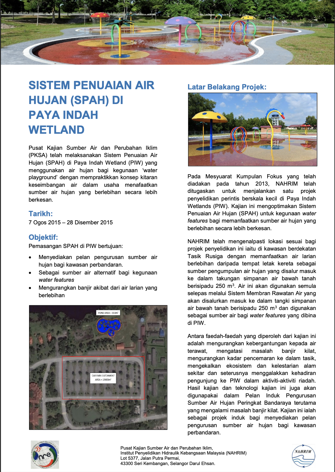 Thumbnail for PROJECT SHEET - SISTEM PENUAIAN AIR HUJAN (SPAH) DI PAYA INDAH WETLAND