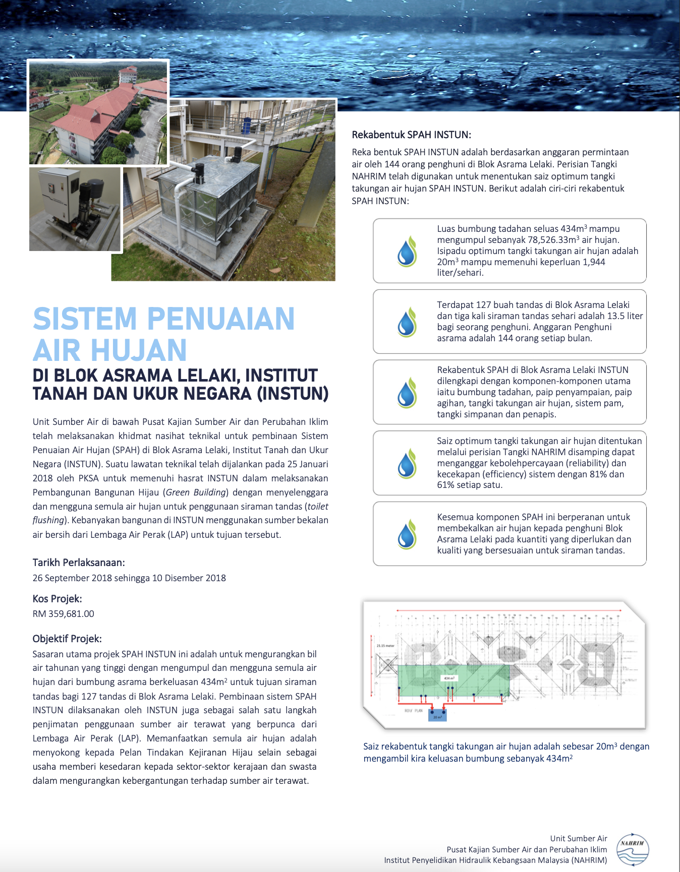 Thumbnail for PROJECT SHEET - SISTEM PENUAIAN AIR HUJAN DI BLOK ASRAMA LELAKI, INSTITUT TANAH DAN UKUR NEGARA (INSTUN) 