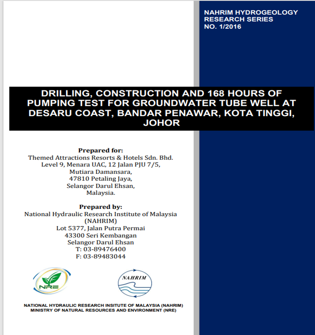 Thumbnail for DRILLING, CONSTRUCTION AND 168 HOURS OF  PUMPING TEST FOR GROUNDWATER TUBE WELL AT  DESARU COAST, BANDAR PENAWAR, KOTA TINGGI,  JOHOR