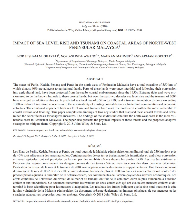 Thumbnail for Impact of sea level rise and Tsunami on Coastal Areas of Northwest Peninsular Malaysia