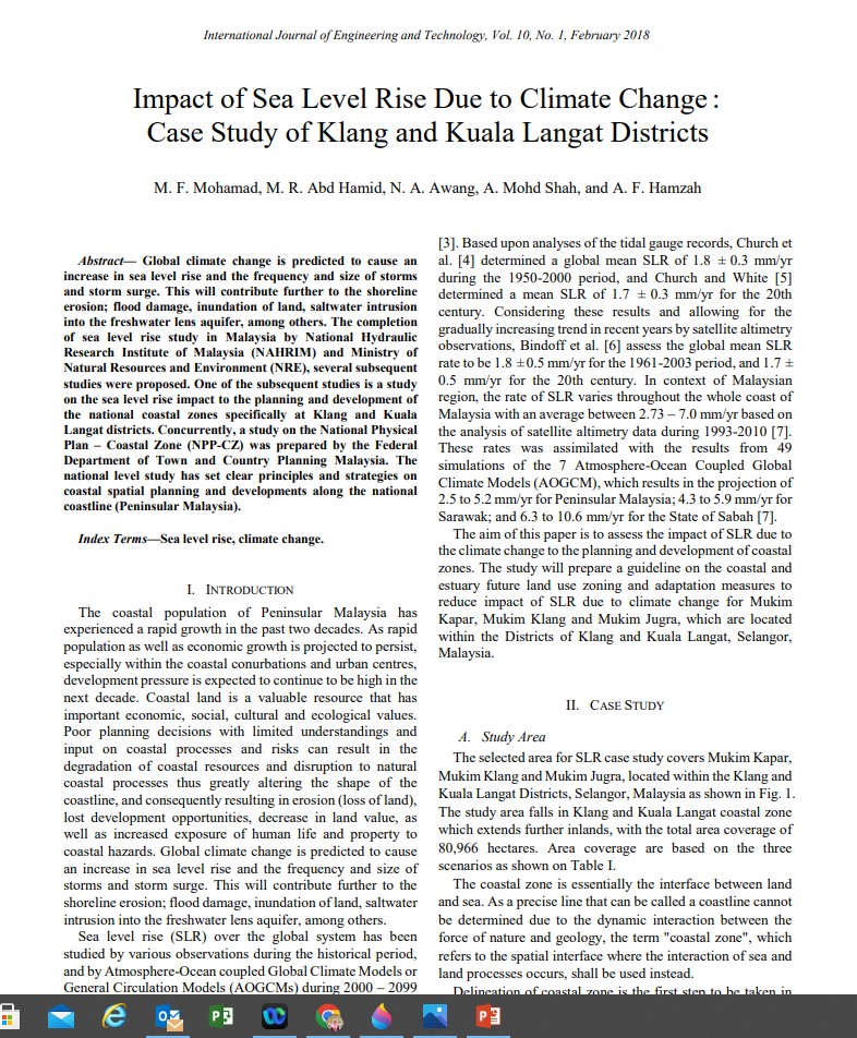 Thumbnail for Impact of Sea Level Rise Due to Climate Change :  Case Study of Klang and Kuala Langat Districts