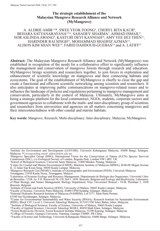 Thumbnail for The strategic establishment of the Malaysian Mangrove Research Alliance and Network  (MyMangrove)  