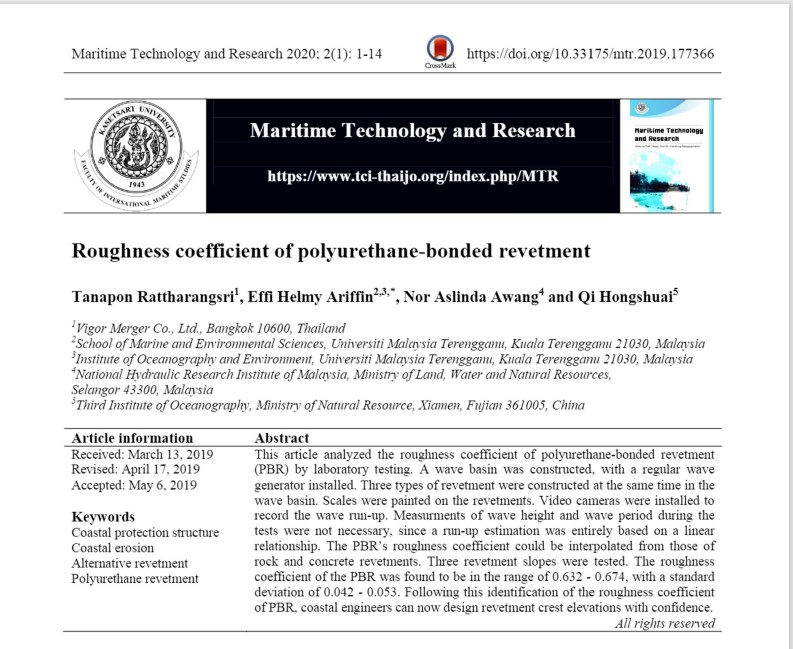 Thumbnail for Roughness coefficient of polyurethane-bonded revetment