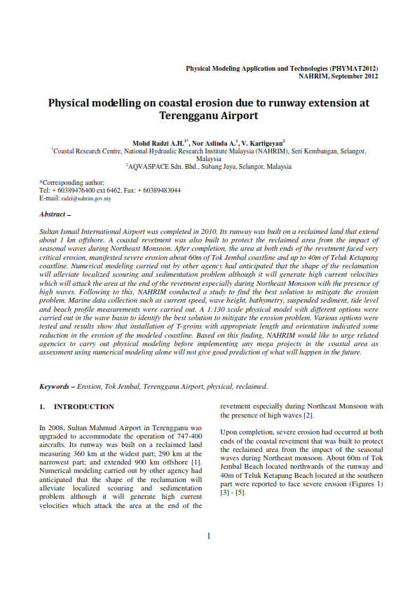 Thumbnail for Physical modelling on coastal erosion due to runway extension at Terengganu Airport