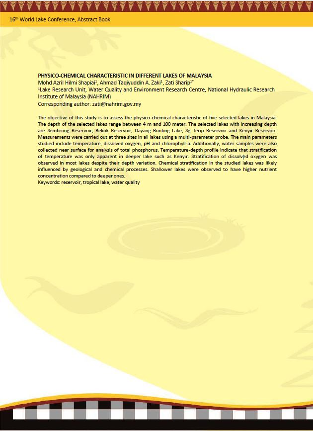 Thumbnail for Physico-Chemical Characteristic in Difference Lakes of Malaysia