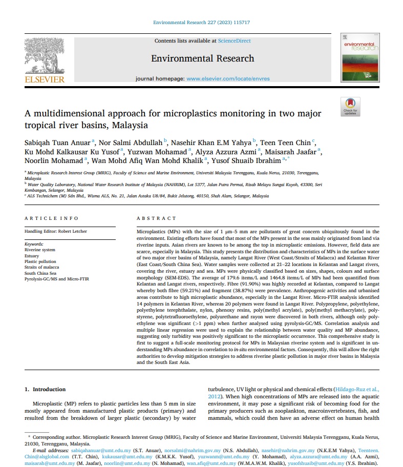 Thumbnail for A multidimensional approach for microplastics monitoring in two major  tropical river basins, Malaysia