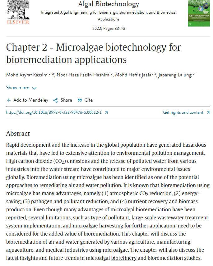 Thumbnail for Chapter 2 - Microalgae biotechnology for bioremediation applications