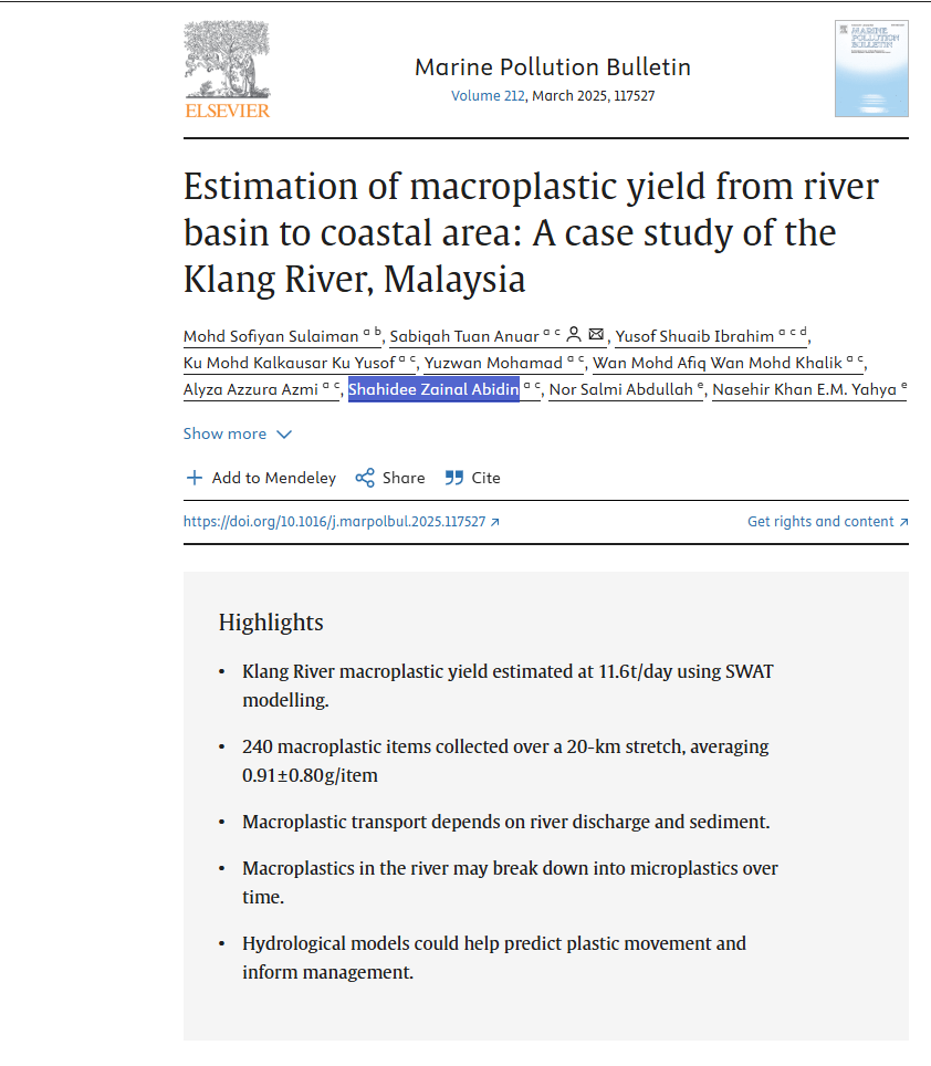 Thumbnail for Estimation of macroplastic yield from river basin to coastal area: A case study of the Klang River, Malaysia