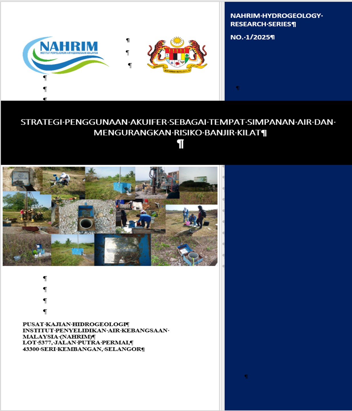 Thumbnail for STRATEGI PENGGUNAAN AKUIFER SEBAGAI TEMPAT SIMPANAN AIR DAN MENGURANGKAN RISIKO BANJIR KILAT