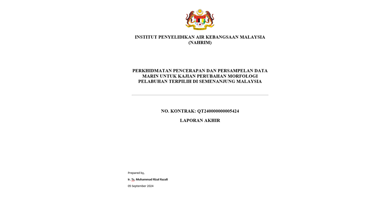 Thumbnail for PENCERAPAN DAN PERSAMPELAN DATA MARIN UNTUK KAJIAN PERUBAHAN MORFOLOGI PELABUHAN TERPILIH DI SEMENANJUNG MALAYSIA