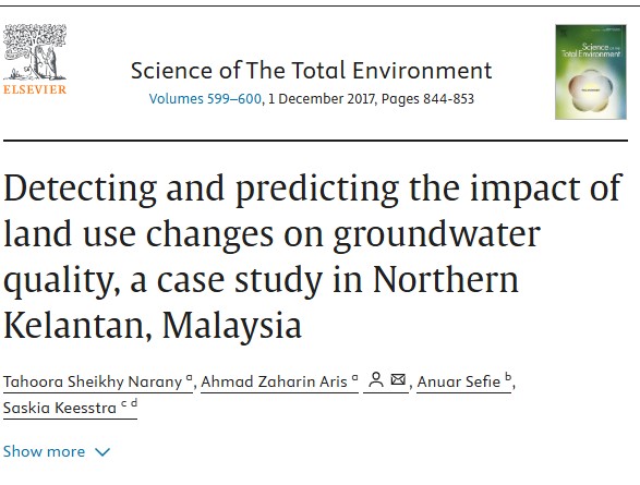 Thumbnail for Detecting and predicting the impact of land use changes on groundwater quality, a case study in Northern Kelantan, Malaysia