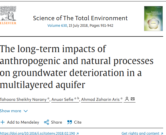 Thumbnail for The long-term impacts of anthropogenic and natural processes on groundwater deterioration in a multilayered aquifer