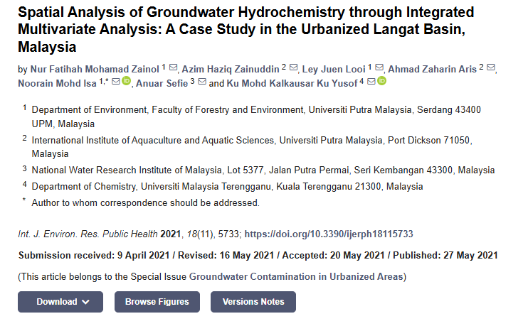 Thumbnail for Spatial Analysis of Groundwater Hydrochemistry through Integrated Multivariate Analysis: A Case Study in the Urbanized Langat Basin, Malaysia