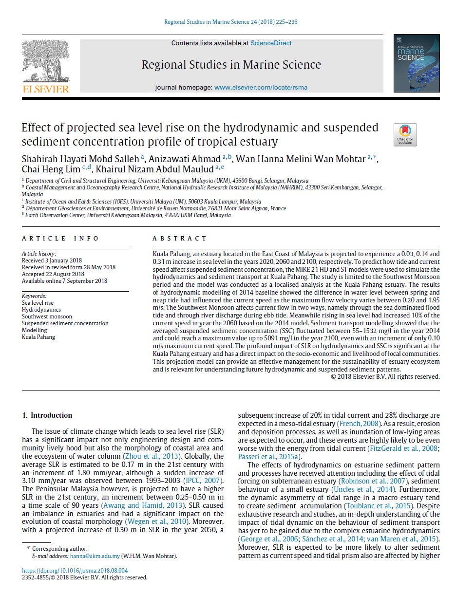 Thumbnail for Effect of projected sea level rise on the hydrodynamic and suspended sediment concentration profile of tropical estuary