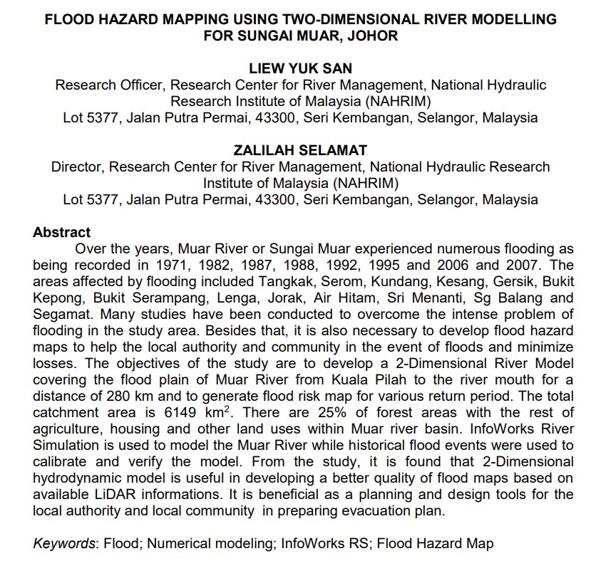 Thumbnail for Flood Hazard Mapping Using Two-Dimensional River Modelling For Sungai Muar, Johor