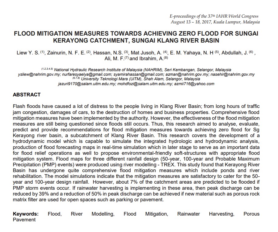 Thumbnail for Flood Mitigation Measures towards Archieving Zero Flood for Sungai Kerayong Catchment, Sungai Klang River Basin