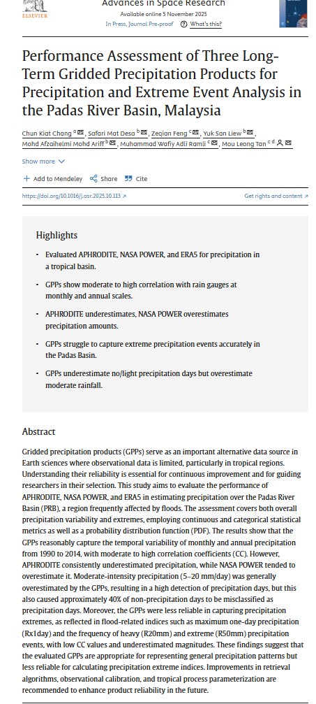 Thumbnail for Performance Assessment of Three Long-Term Gridded Precipitation Products for Precipitation and Extreme Event Analysis in the Padas River Basin, Malaysia