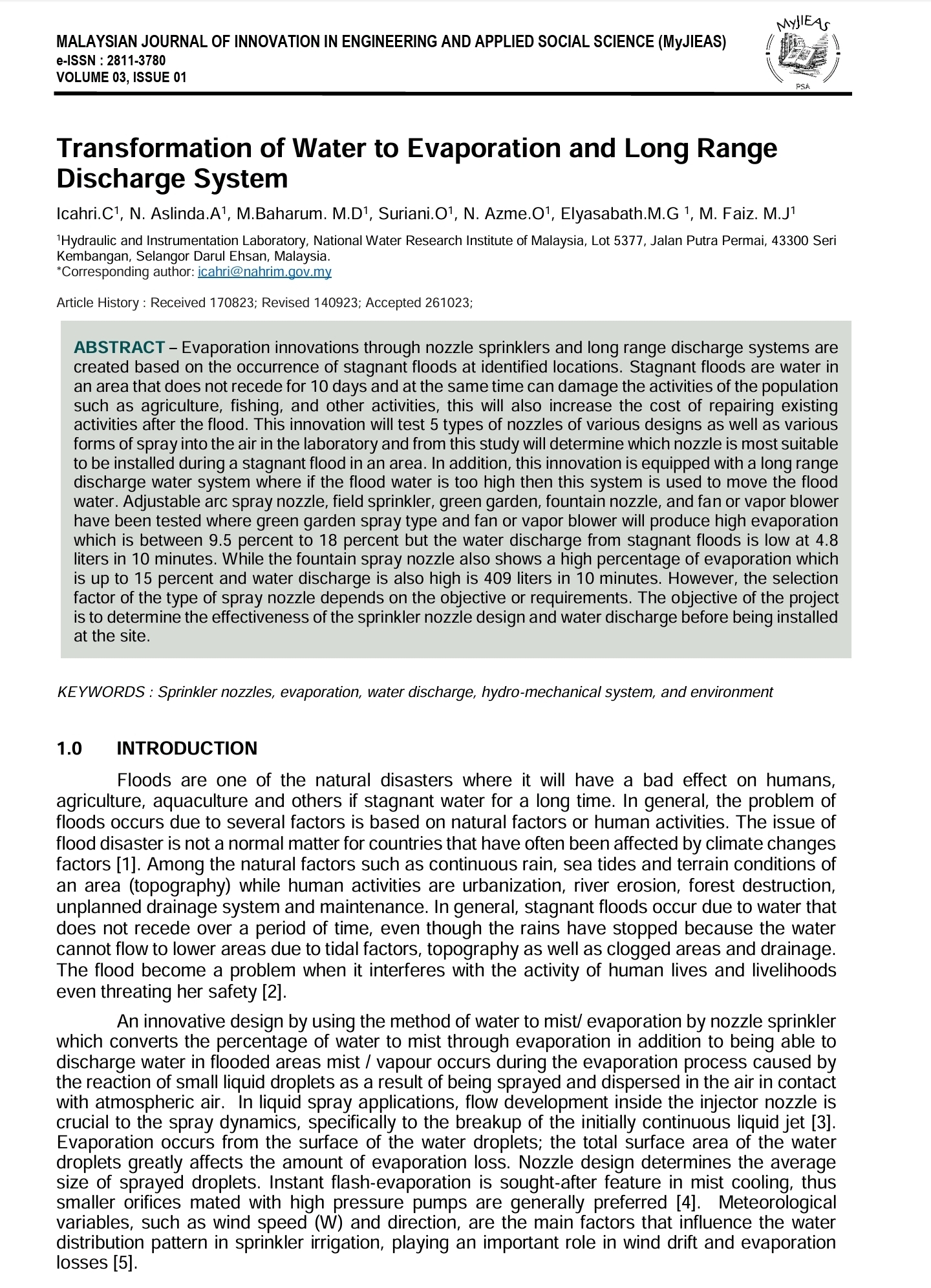 Thumbnail for TRANSFORMATION OF WATER TO EVAPORATION AND LONG RANGE DISCHARGE SYSTEM
