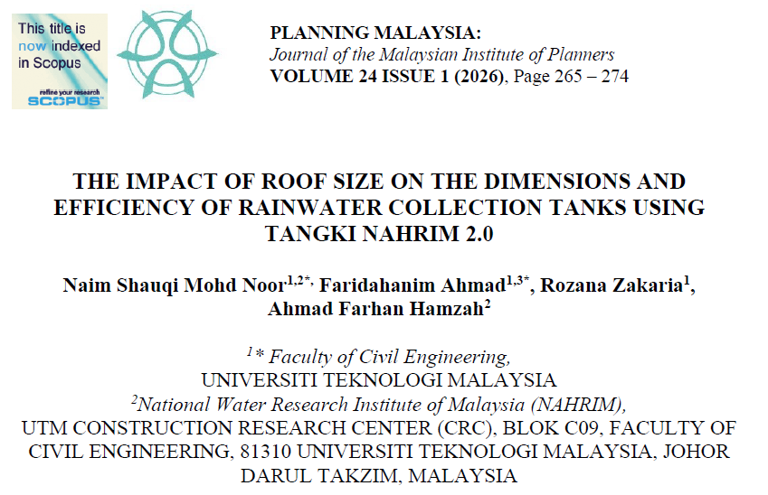 Thumbnail for THE IMPACT OF ROOF SIZE ON THE DIMENSIONS AND EFFICIENCY OF RAINWATER COLLECTION TANKS USING TANGKI NAHRIM 2.0