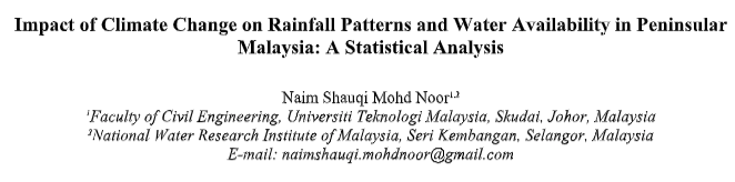 Thumbnail for Impact of Climate Change on Rainfall Patterns and Water Availability in Peninsular  Malaysia: A Statistical Analysis
